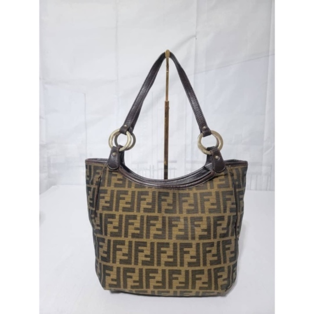 Authentic Fendi Tobacco Zucca Chef Moro  Canvas And Leather  Tote Bag - Picture 13 of 13